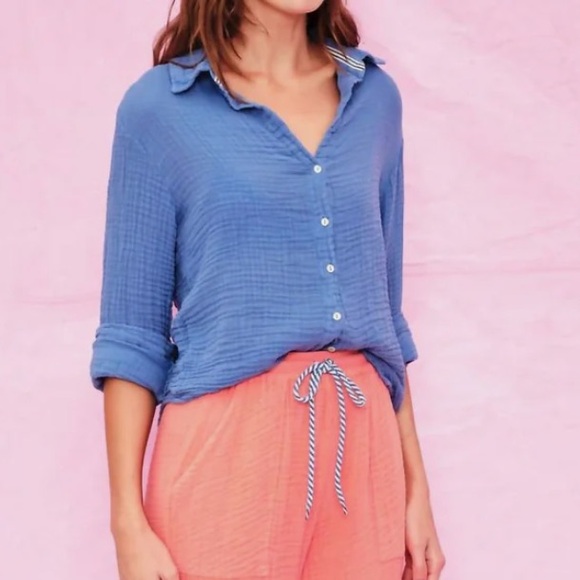 SUNDRY Button Down Top in Regalia - Picture 4 of 11